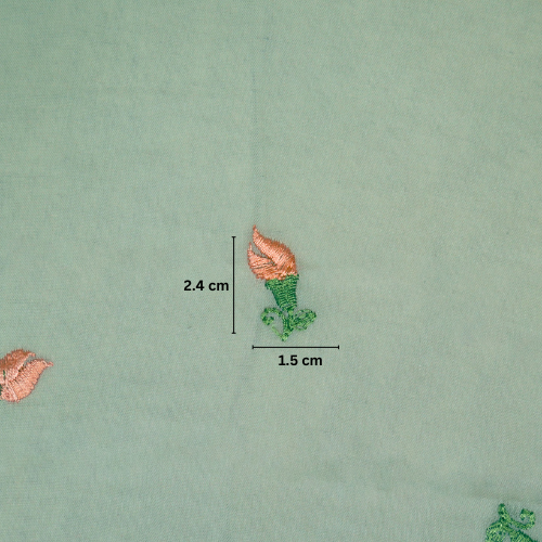 Aria Small Buti on Grey Malmal Embroidered Fabric