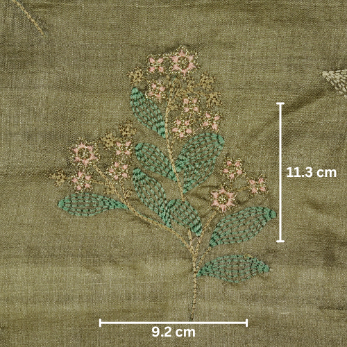 Kisalay Buta On Mouse Tussar Silk Embroidered Fabric