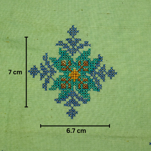 Nilaya Buta Buti Mixture on Sea Green Cotton Linen Embroidered Fabric