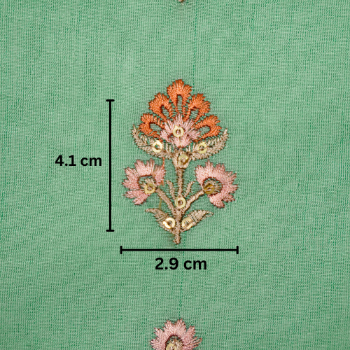 Gulika Buta Buti Mixture on Forest/Green Silk Chanderi Embroidered Fabric