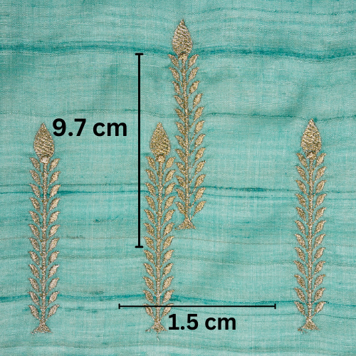 Arika Buta on Turquoise Tussar Silk Embroidered Fabric