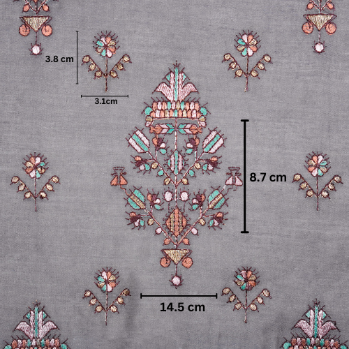 Rafa Mix Buta on Mauve Luxe Silk Chanderi Embroidered Fabric