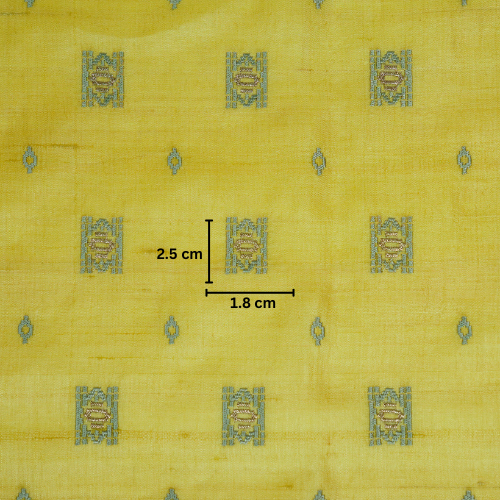 Nishan Buti On Lemon Tussar Silk Embroidered Fabric