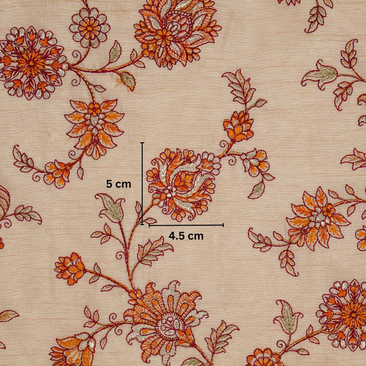 Kriti Jaal on Beige Semi Raw Silk Embroidered Fabric