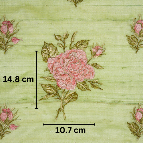 Samreen Buta on Sea Green Tussar Silk Embroidered Fabric