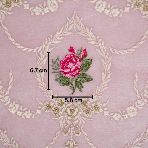 Roseen Jaal on Lilac Cotton Silk Embroidered Fabric