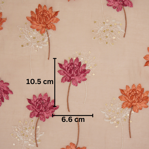 Nahla Buta on Blush Cotton Silk Embroidered Fabric