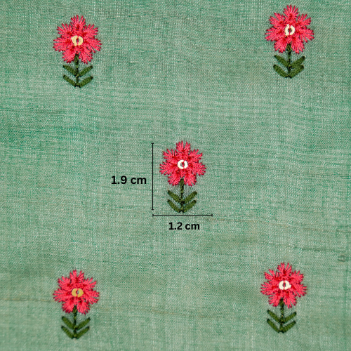 Nurvi Buti On Teal Tussar Silk Embroidered Fabric