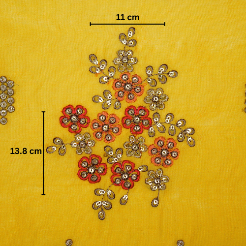 Abeer Bunch Buta on Gold Silk Chanderi Embroidered Fabric