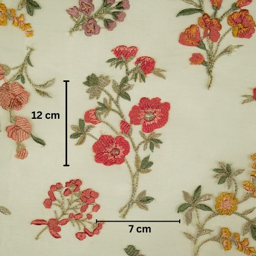 Basira Jaal on Cream Silk Organza Embroidered Fabric