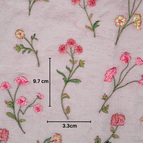 Raina Buta on Lavender Cotton Linen Embroidered Fabric