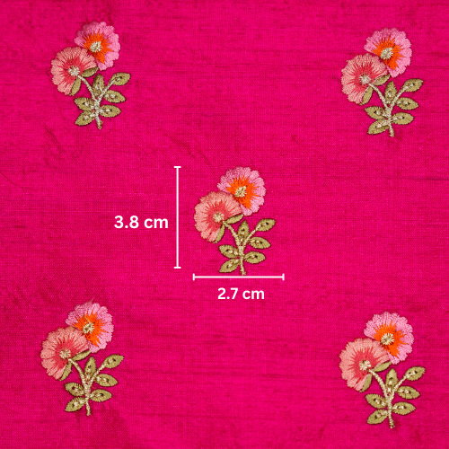 Ziya Buti on Fuxia Raw Silk Embroidered Fabric