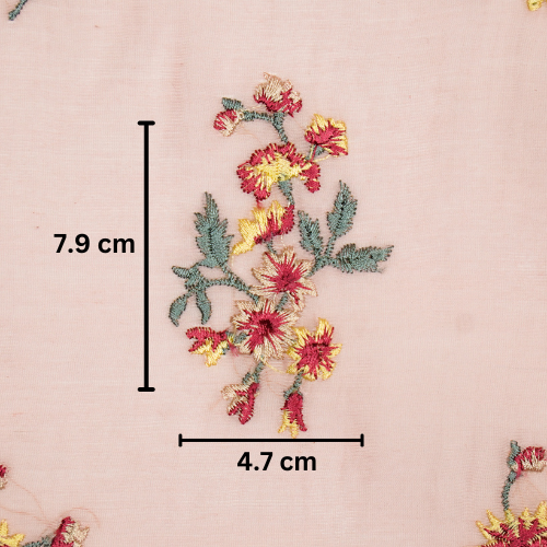 Ayda Buta Buti Mixture on Pink Cotton Silk Embroidered Fabric