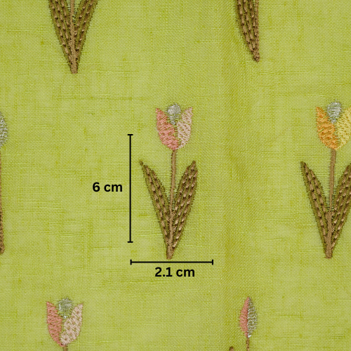 Luma Buti on Lime Green Gauged Linen Embroidered Fabric