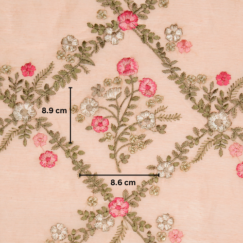 Charita Jaal on Peach Silk Chanderi Embroidered Fabric