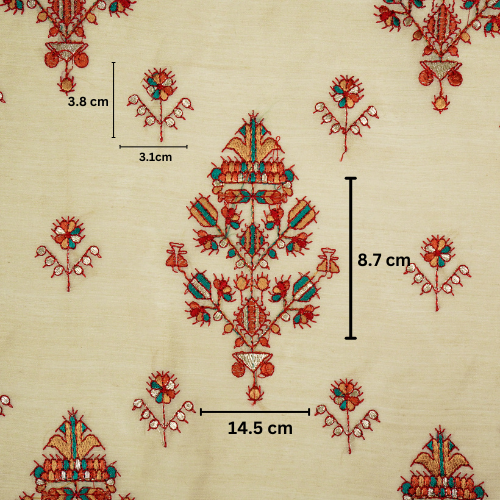 Rafa Mix Buta on Light Beige  Luxe Silk Chanderi Embroidered Fabric