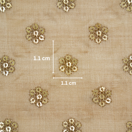 Rati Buti on Natural Tussar Silk Embroidered Fabric