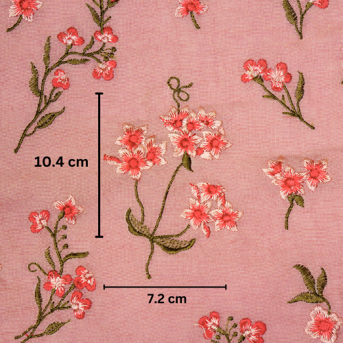 Safiya Buta on Deep Pink Cotton Linen Embroidered Fabric
