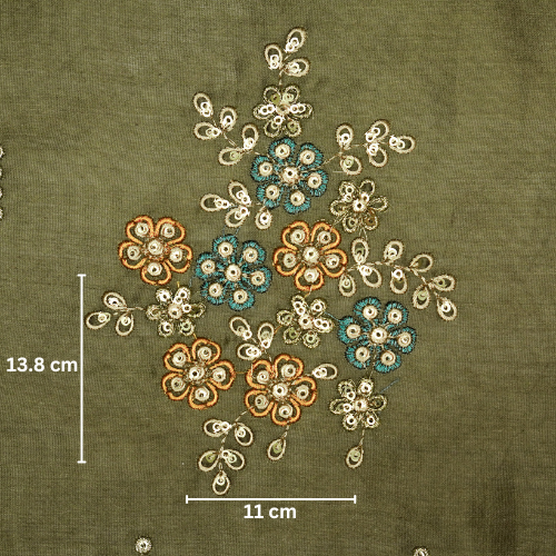 Abeer Bunch Buta on Mouse Silk Chanderi Embroidered Fabric