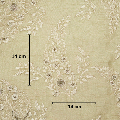 Zohra Buta on Cream Semi Raw Silk Embroidered Fabric