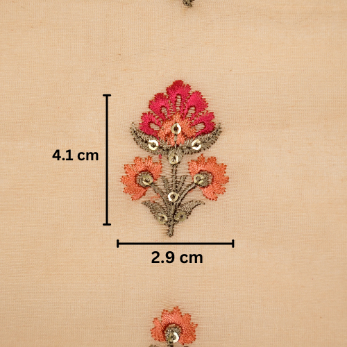 Gulika Buta Buti Mixture on Peach Silk Chanderi Embroidered Fabric