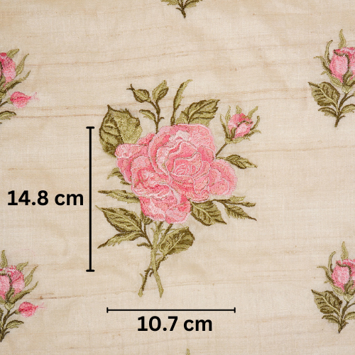 Samreen Buta on Natural Tussar Silk Embroidered Fabric