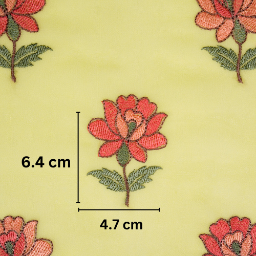 Kalini Buta on Lemon Semi Georgette Embroidered Fabric