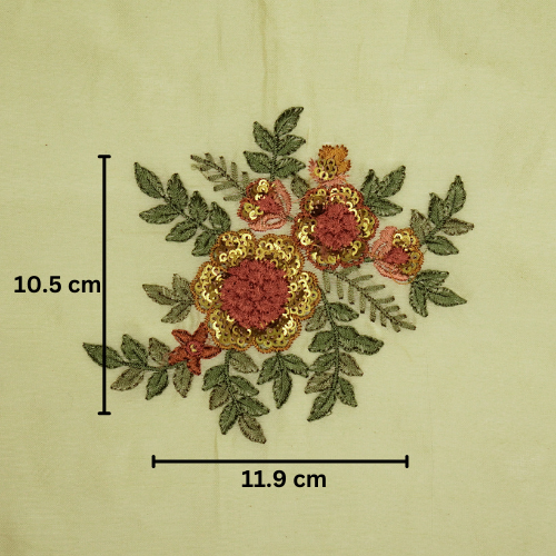 Pushti Buta on Cream Luxe Silk Chanderi Embroidered Fabric