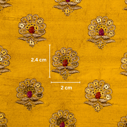 Muneer Buti on Gold Raw Silk Embroidered Fabric
