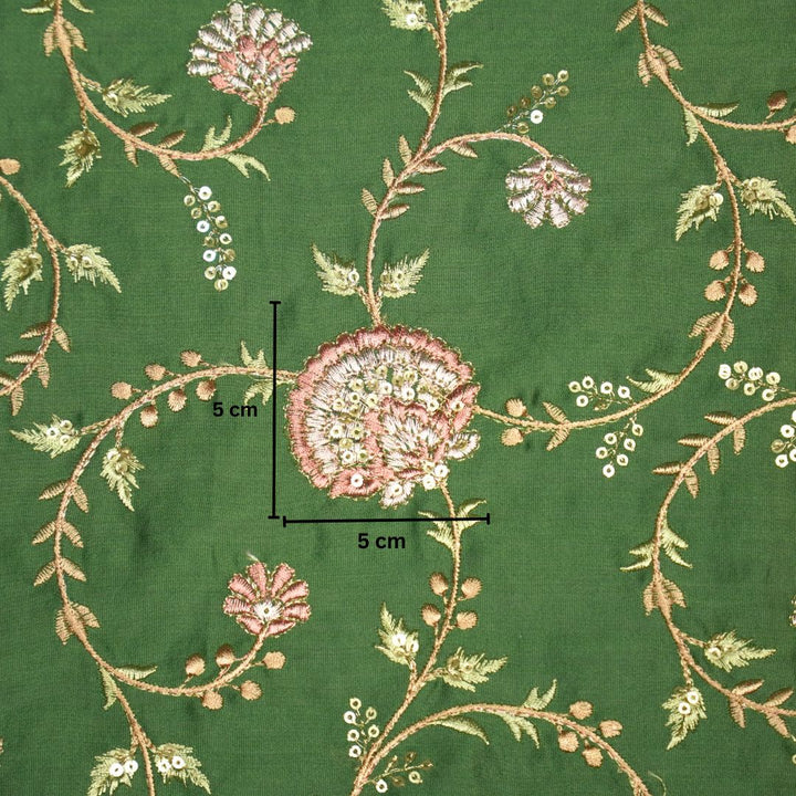 Mehrunissa Sequins Jaal on Leaf Green Silk Chanderi