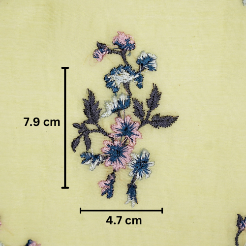 Ayda Buta Buti Mixture on Lemon Cotton Silk Embroidered Fabric