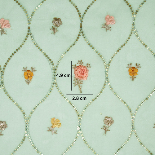 Rosha Jaal On Aqua Semi Organza