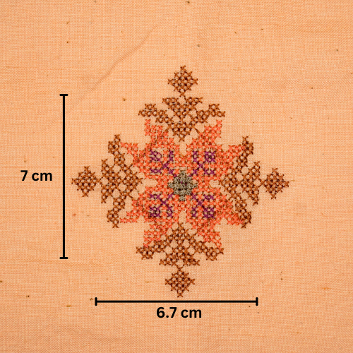 Nilaya Buta Buti Mixture on Peach Cotton Linen Embroidered Fabric