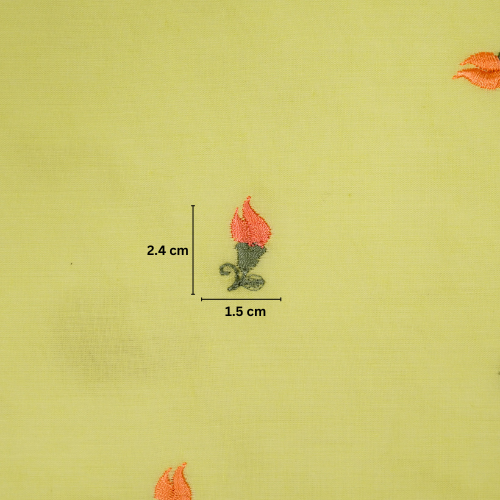Aria Small Buti on Lemon Malmal Embroidered Fabric