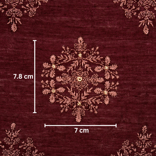 Raima Buta on Dark Magenta Munga Silk Embroidered Fabric