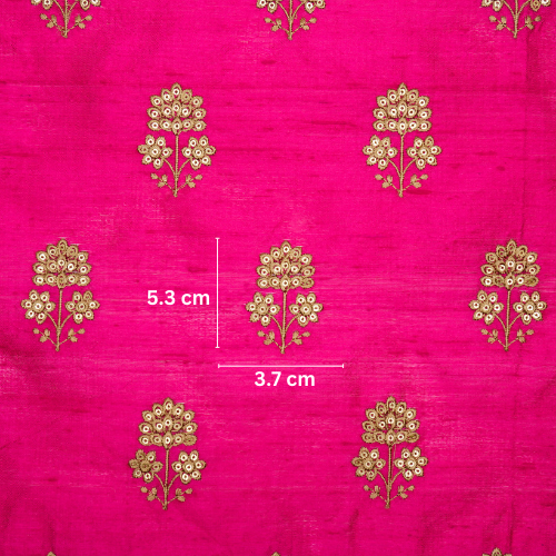 Shiza Buti on Fuxia Raw Silk Embroidered Fabric