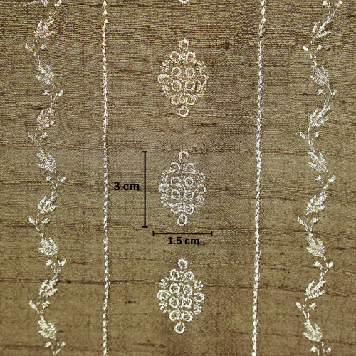 Akaar jaal on Mouse Raw Silk Embroidered Fabric