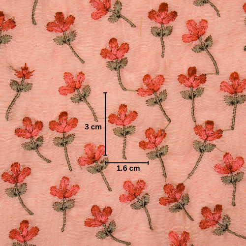 Varsha Buti on Light Gajari Cotton Linen Embroidered Fabric