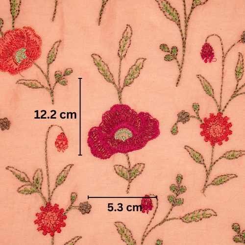 Sahra Jaal on Peach Silk Chanderi Embroidered Fabric