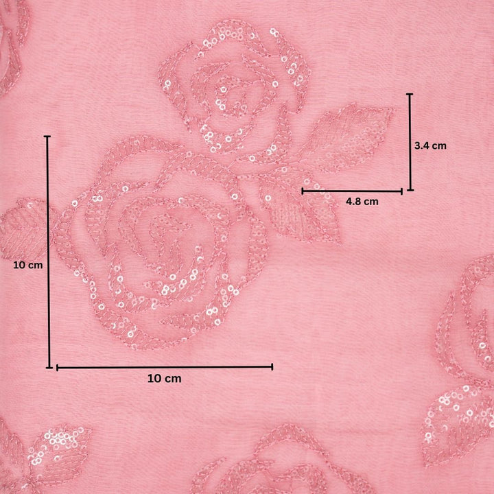 Zoya Floral Buta Blouse Piece on Pink Silk Organza