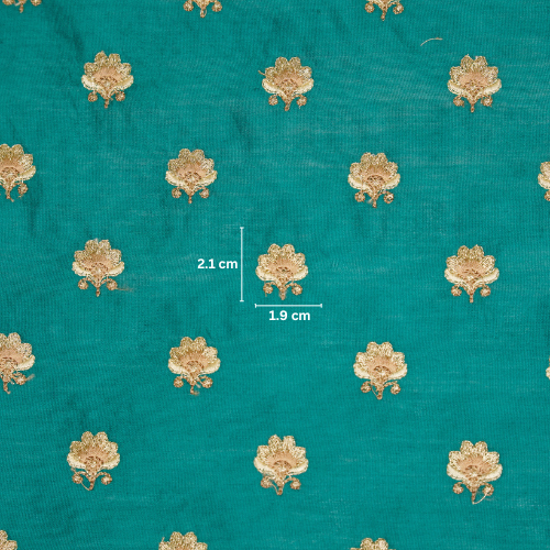 Hemika Buti on Teal Green Silk Chanderi Embroidered Fabric