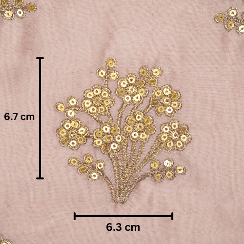Warda Buta on Onion Pink Silk Chanderi Embroidered Fabric