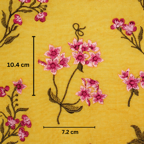 Safiya Buta on Gold Cotton Linen Embroidered Fabric