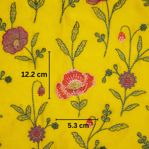 Sahra Jaal on Gold Silk Chanderi Embroidered Fabric