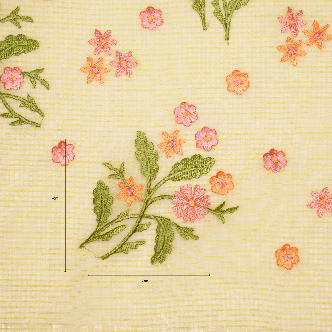 Nainika Buta on Lemon Munga Kota Embroidered Fabric