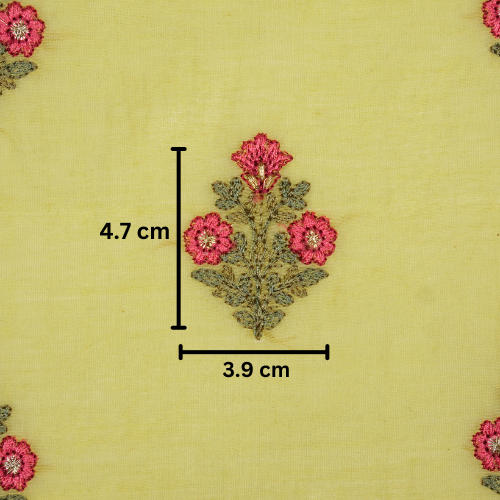 Rima Buti on Lemon Cotton Silk Embroidered Fabric