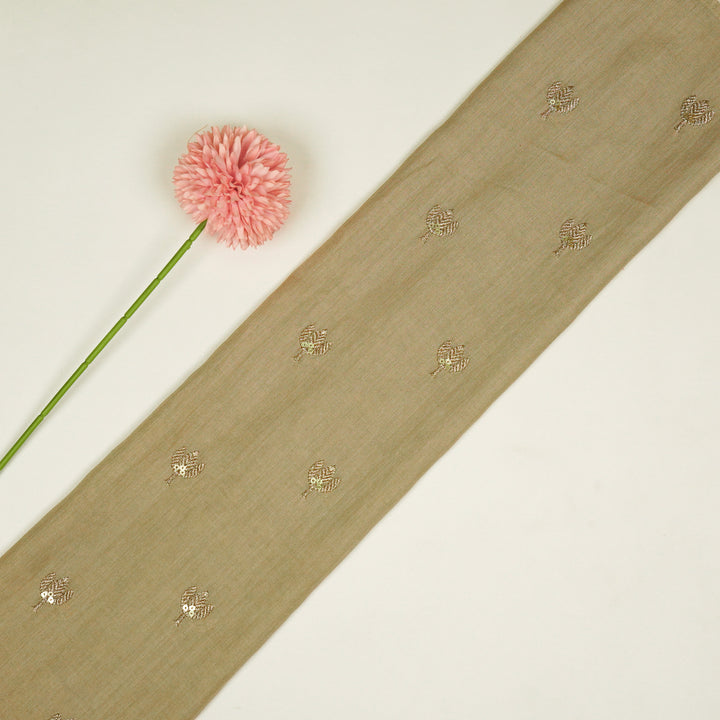 Sara Buti on Almond Tussar Chanderi Embroidered Fabric