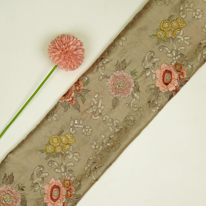 Abhra Jaal on Almond Luxe Silk Chanderi Embroidered Fabric