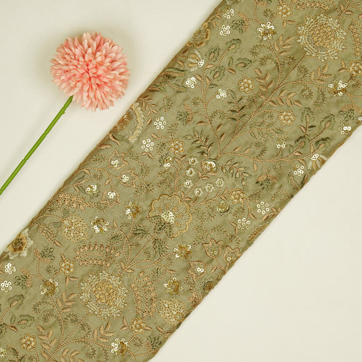 Lamya Jaal on Almond Semi Raw Silk Embroidered Fabric