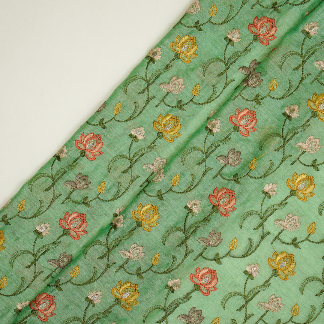 Madhurima Jaal on Aqua Green Munga Silk Embroidered Fabric